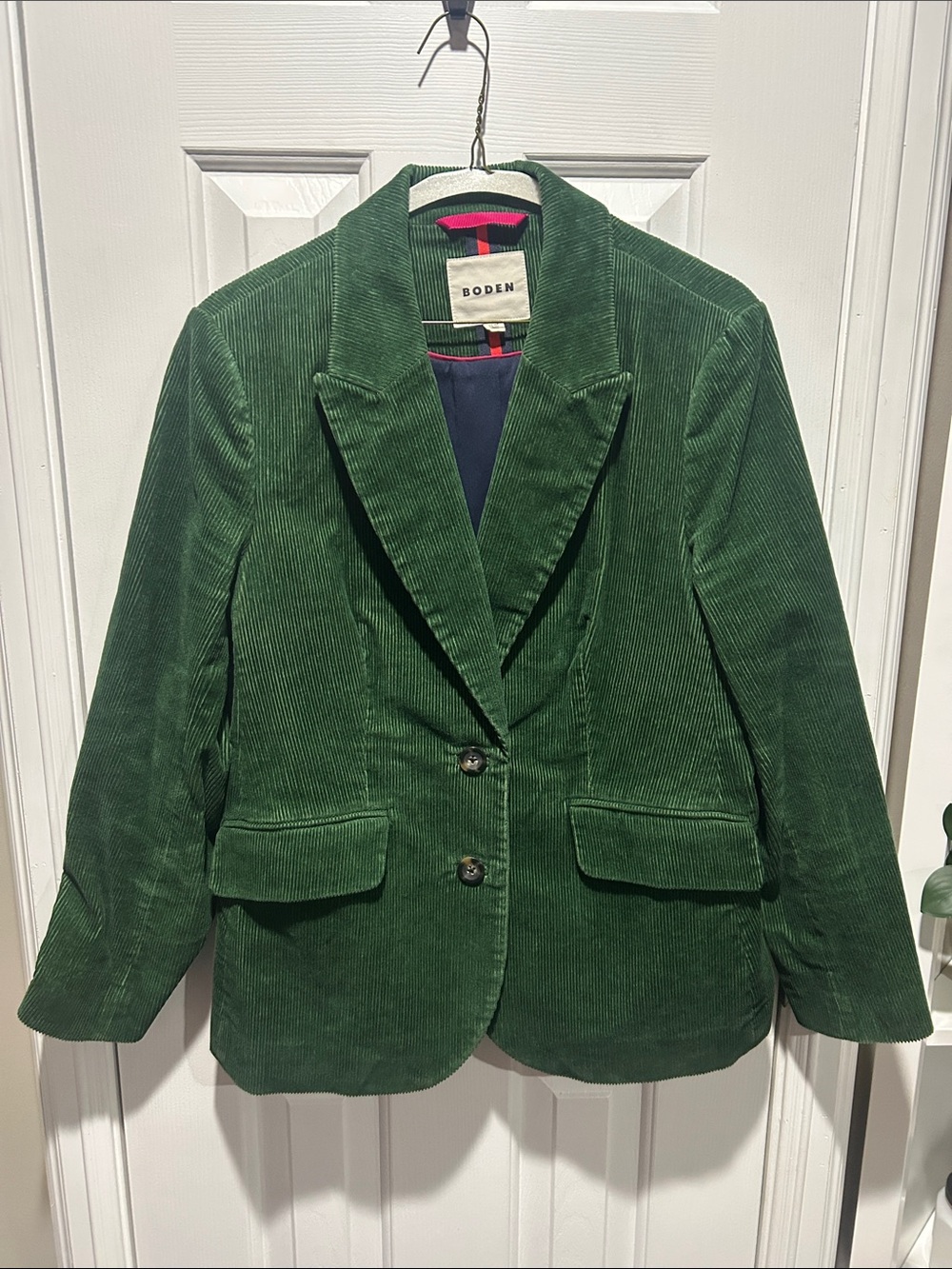 Boden Green Corduroy Blazer with Notch Lapel